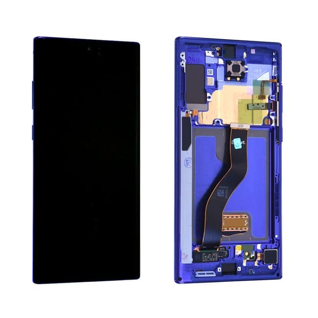 Écran original Samsung Galaxy Note 10 Plus N975F Bleu Aura avec châssis